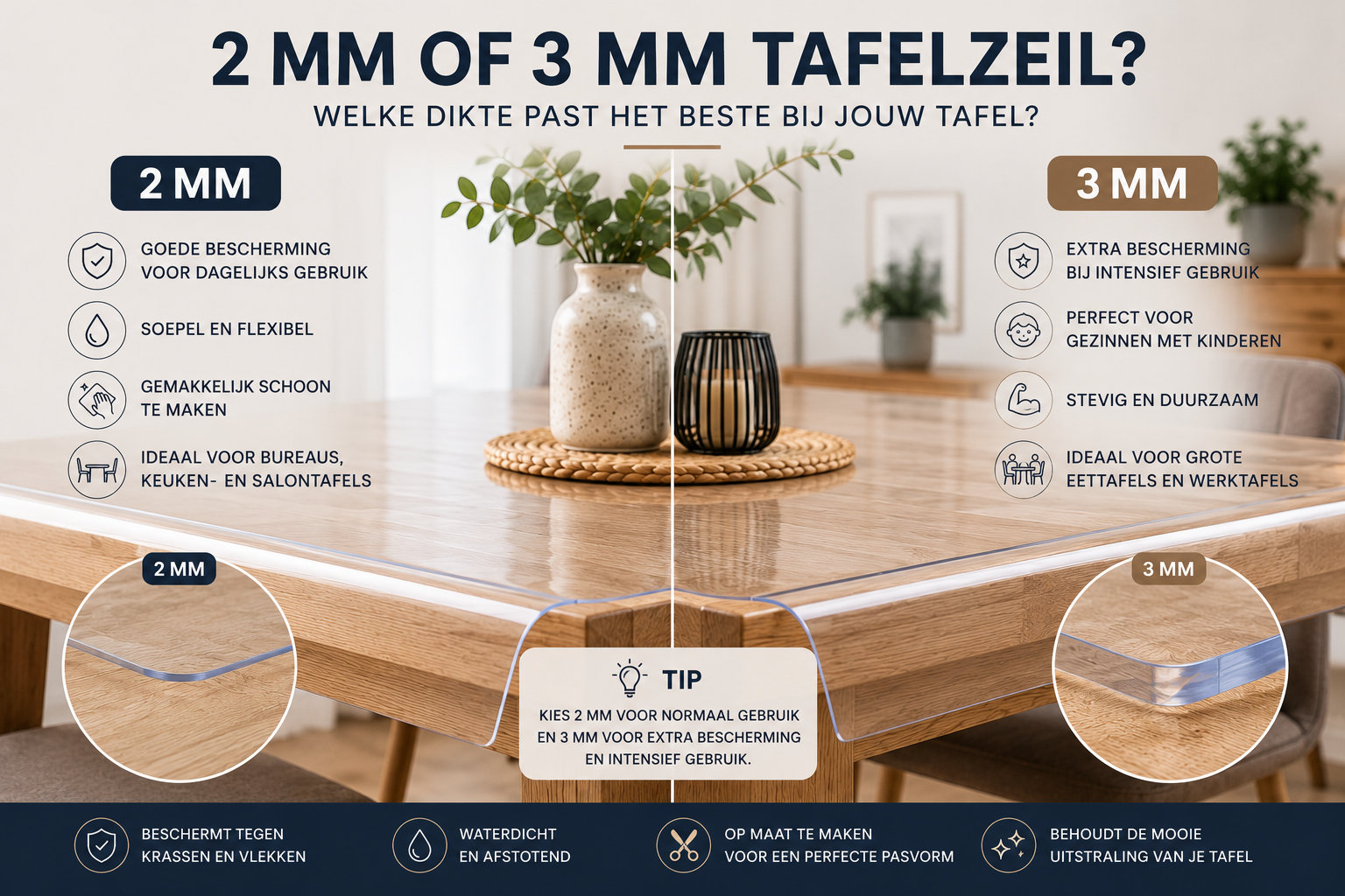 2 mm of 3 mm tafelzeil? Welke dikte past het beste bij jouw tafel?