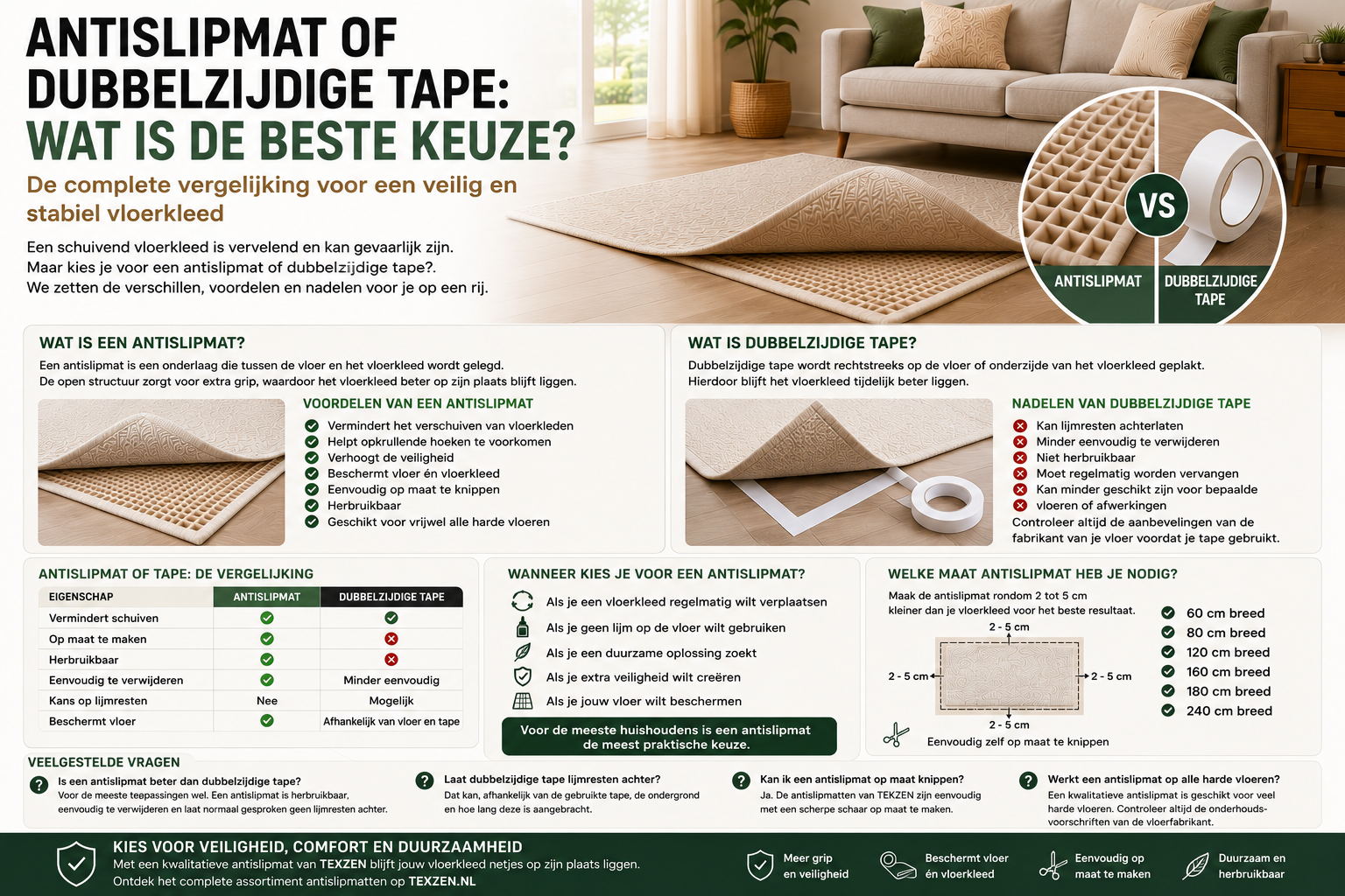 Antislipmat of dubbelzijdige tape: wat is de beste keuze?