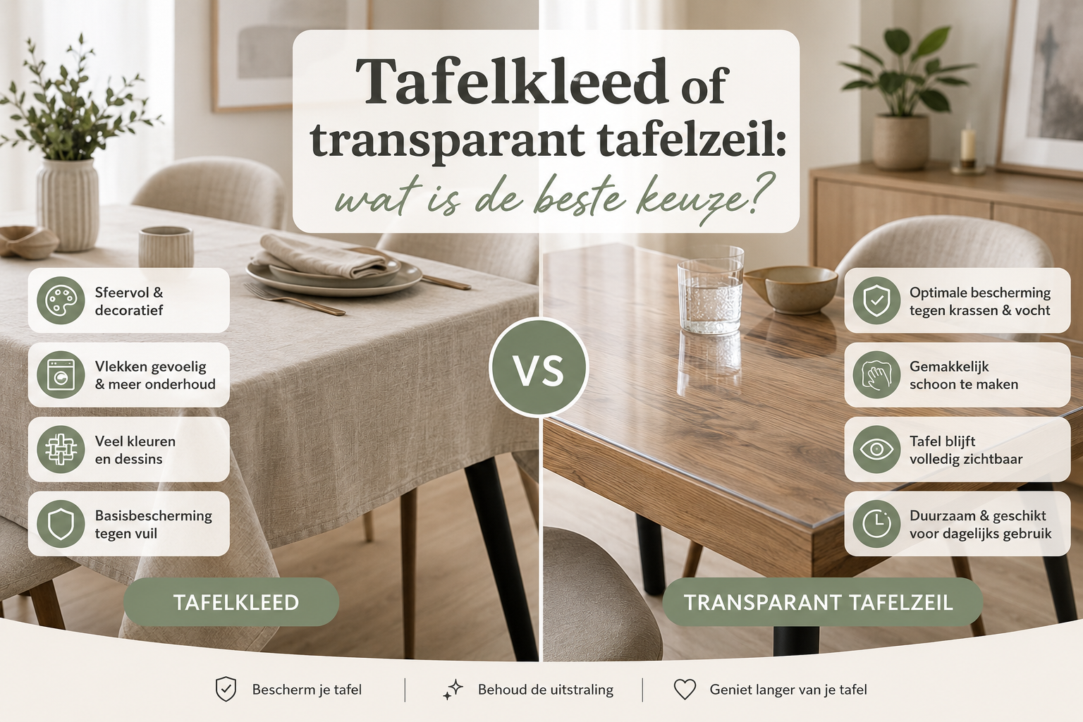 Tafelkleed of transparant tafelzeil: wat is de beste keuze?