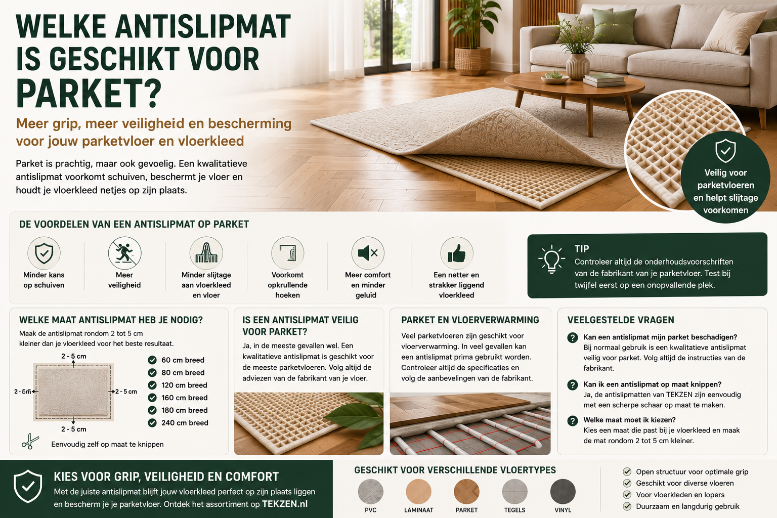 Welke antislipmat is geschikt voor parket?