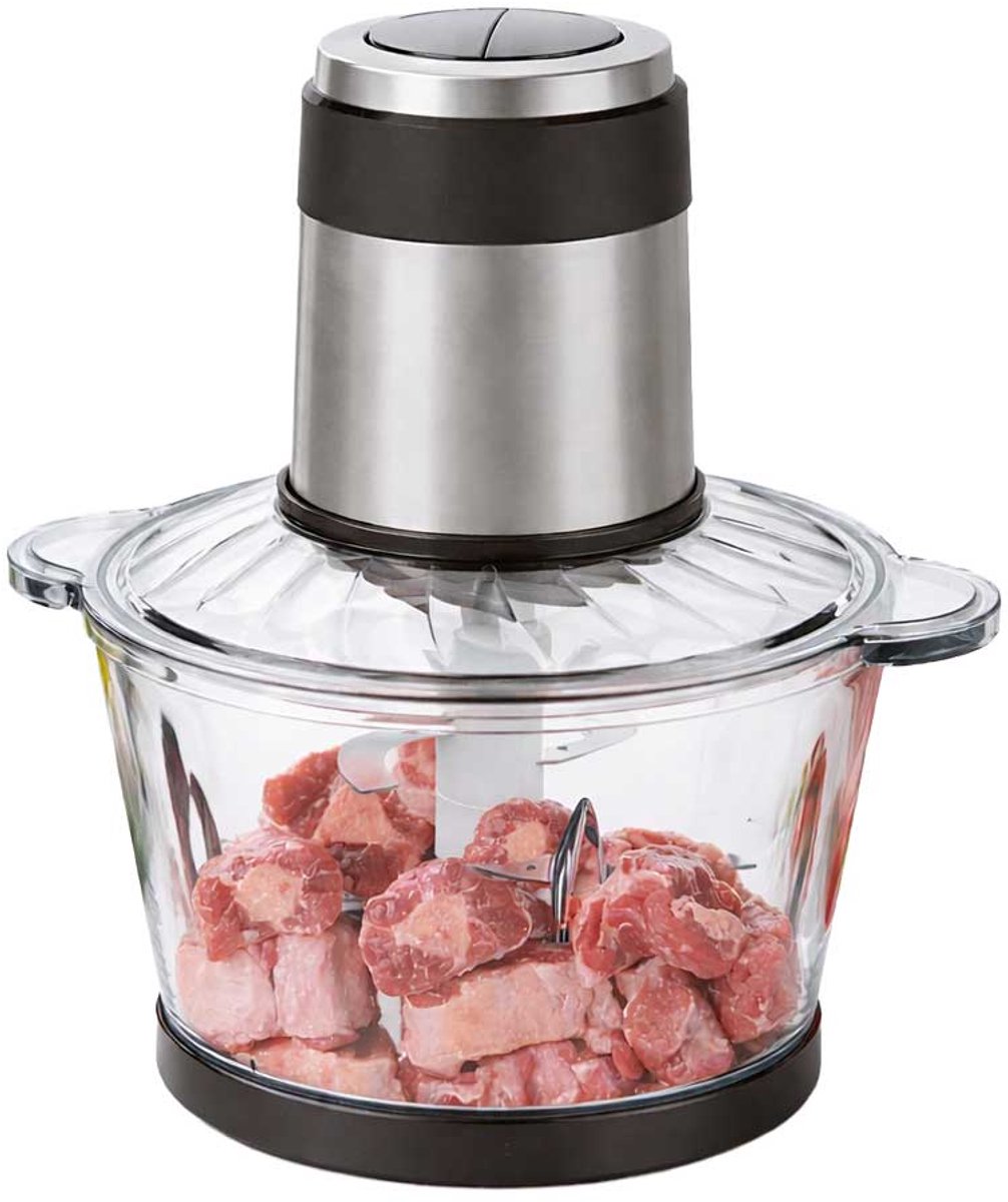 Teffo Hakmolen XXL - 3L Glazen Kom - Food Chopper - Hakmolen Elektrisch - 300W - 2 Snelheden - RVS