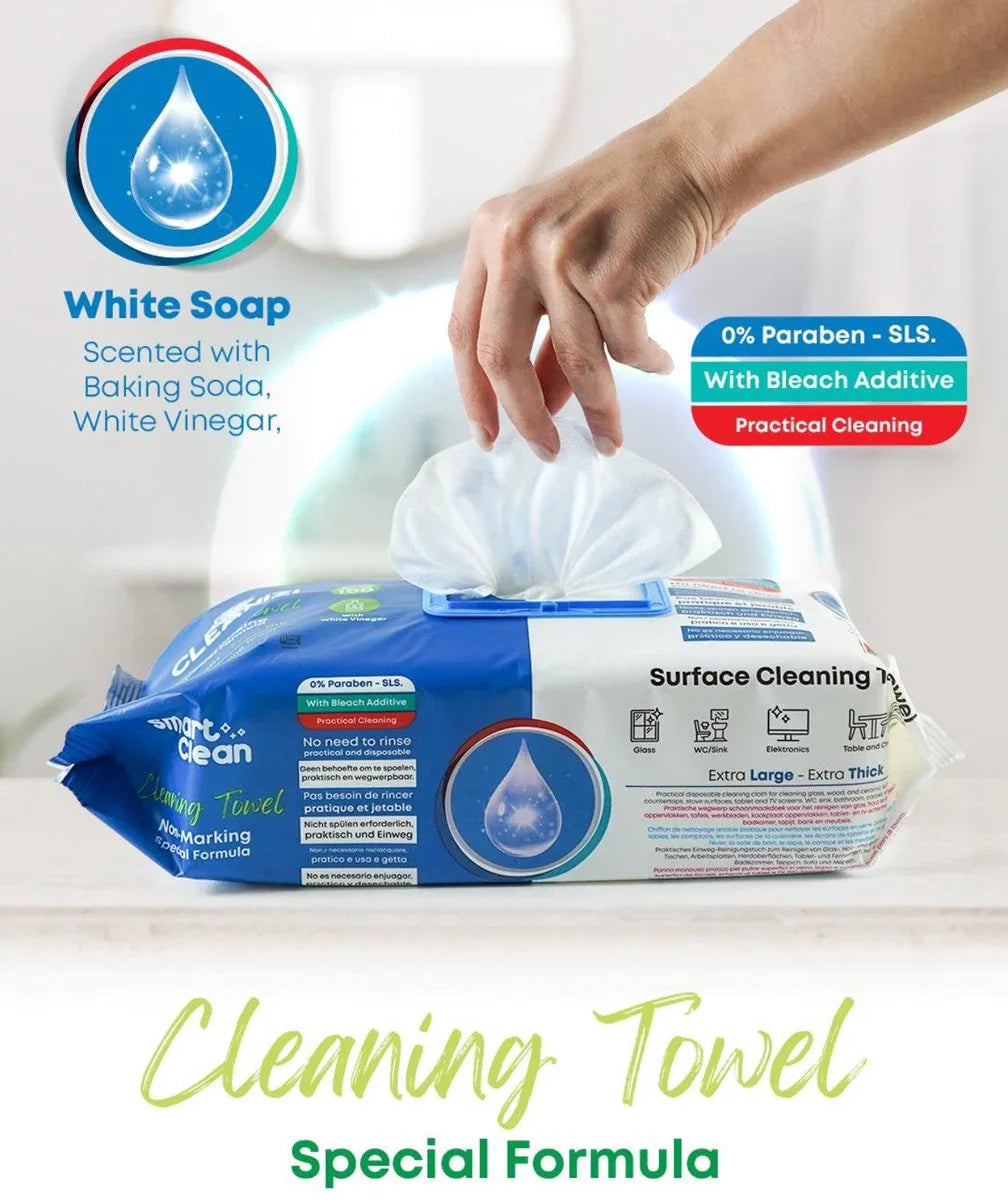 Cleanizi Schoonmaakdoekjes – 3 Pak x 100 Stuks - Extra Groot & Dik – Streeploos Schoon – Frisse Geur – 0% Parabenen – Met Bleekmiddel – Multifunctioneel
