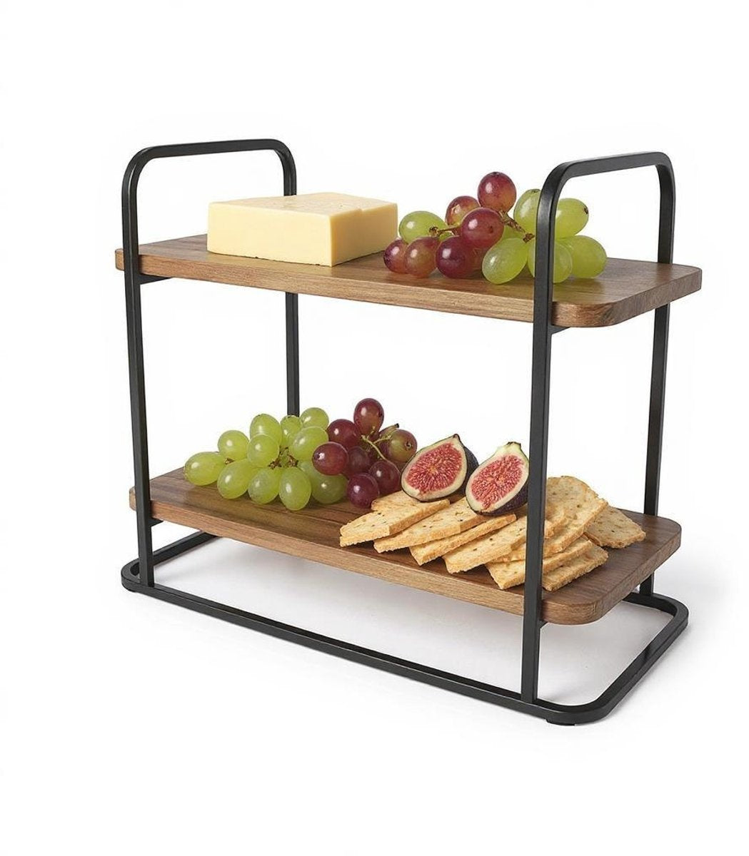 Cheffinger Etagère - 2-laags - Bamboe - Fruitschaal - Fruitmand - 2x Dienbladen