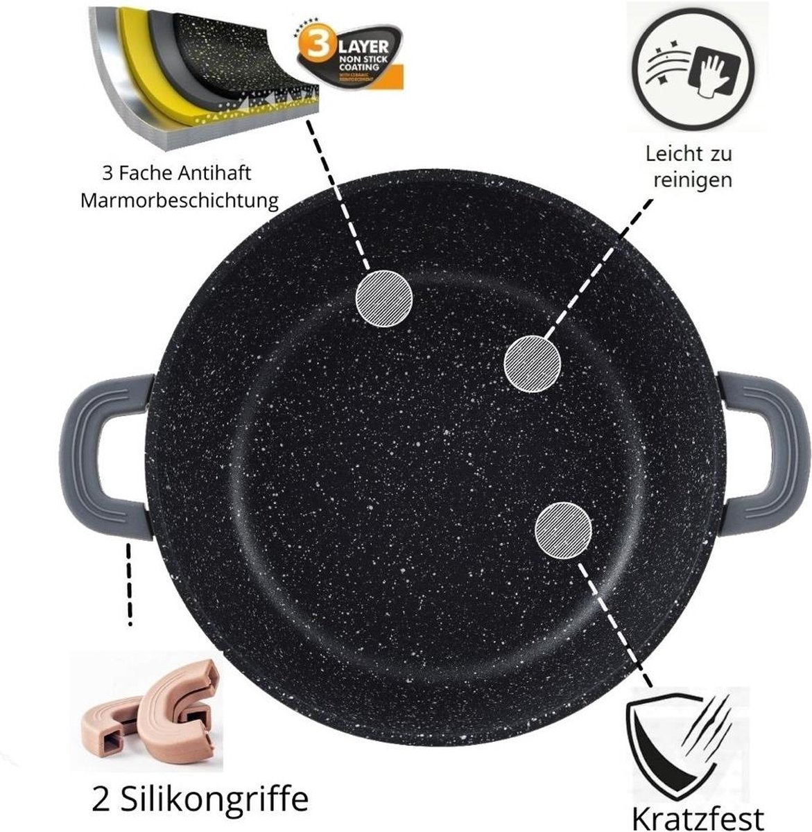 Platinum Dutch Oven with Lid - 28cm - Black