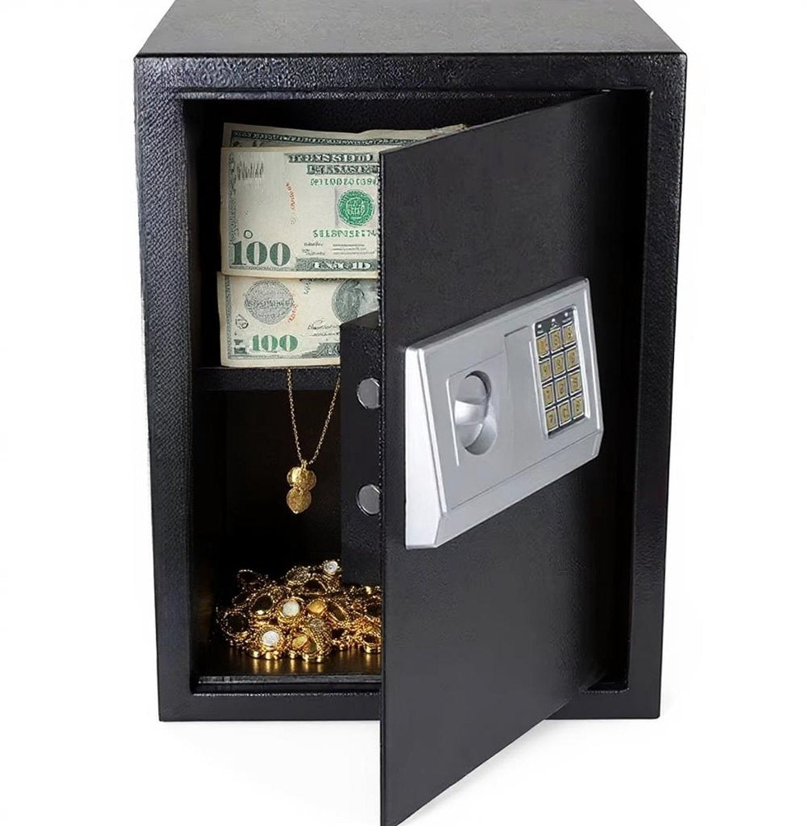 Stark's Kluis - Elektronisch Cijferslot en Noodsleutel - Geldkluis - Sieradenkluis - 30x35x50cm - Zwart