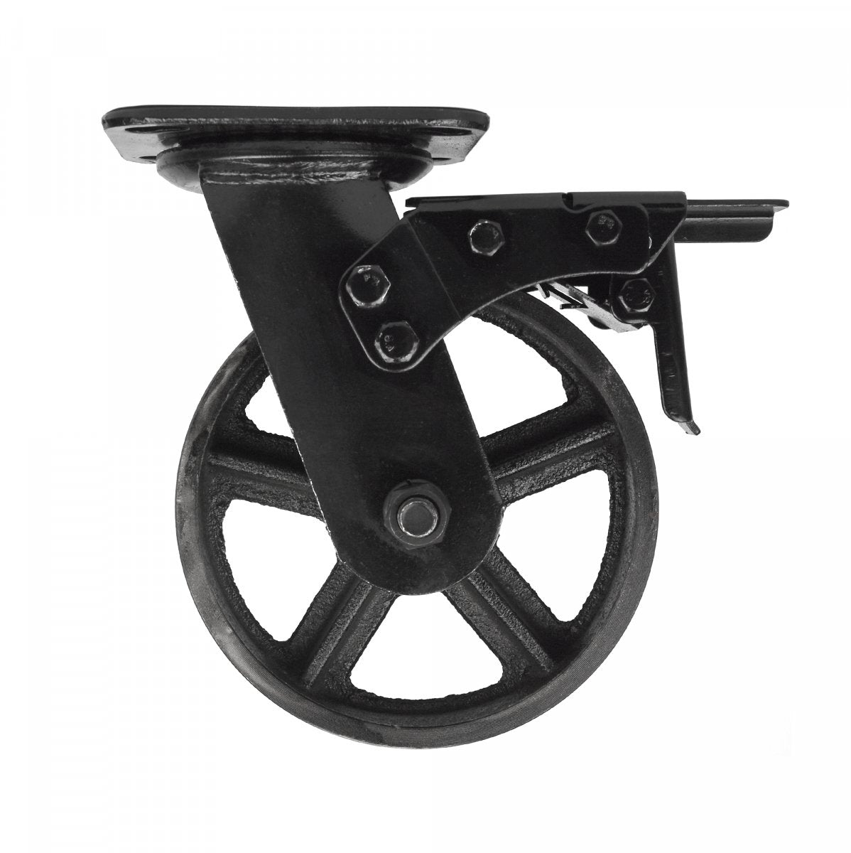 MacLean Zwenkwiel met Rem - Zwart - Gietijzer - Ø150mm - Draagvermogen 280KG