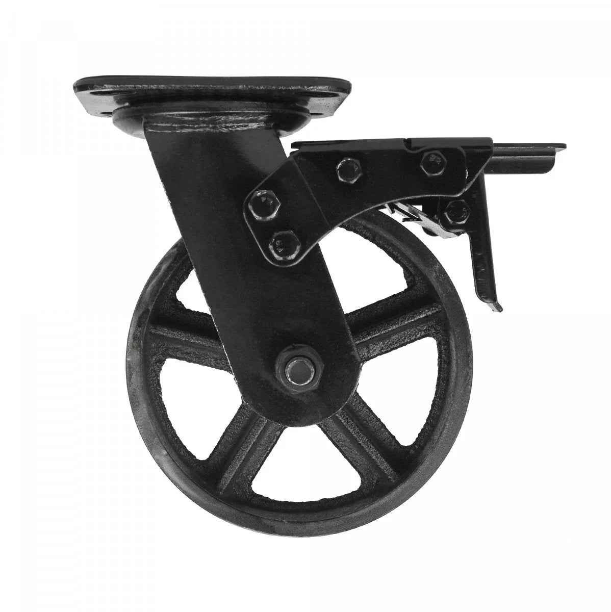 MacLean Zwenkwiel met Rem - Zwart - Gietijzer - Ø150mm - Draagvermogen 280KG - TEKZEN