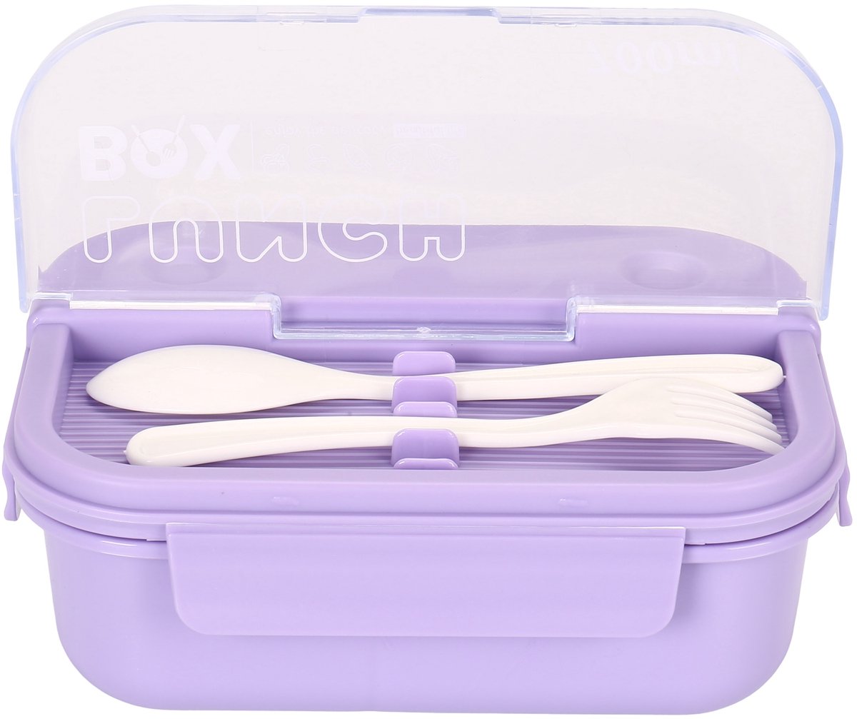 Cheffinger Lunchbox met Bestek - Paars - Bentobox - Multifunctioneel Voor Werk en School - Meal Prep Bakje