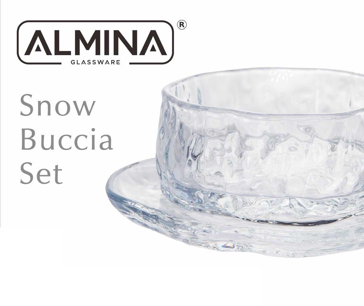 Almina Snow Buccia - Schaaltjes Set incl. Schotels - 12-delig - Voor Dessert, Salade en Snacks