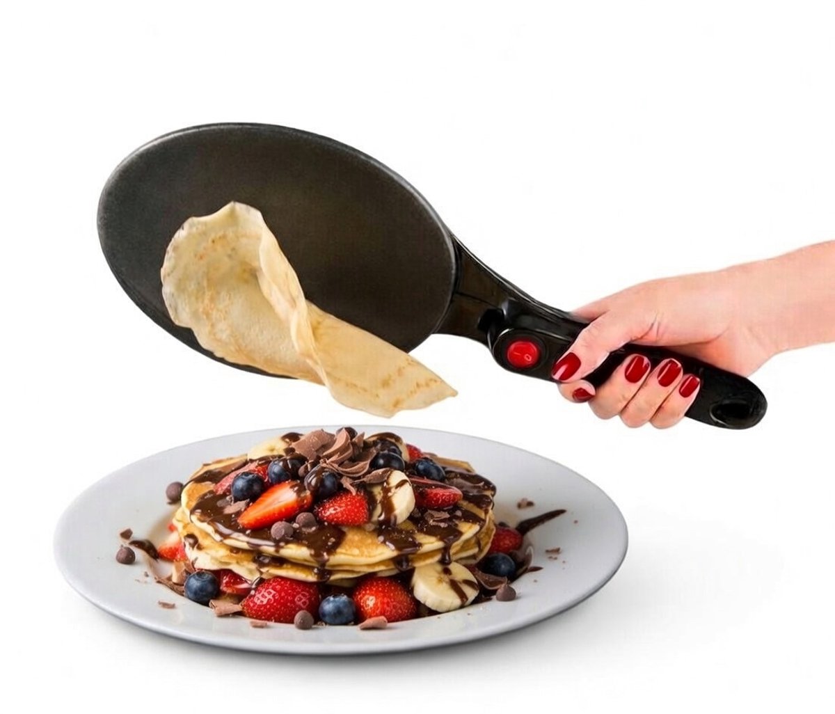 Homestar Elektrische Pancake Maker, Pannenkoeken Maker & Crêpes Maker incl. Mengkom & Garde - 20cm - 700W