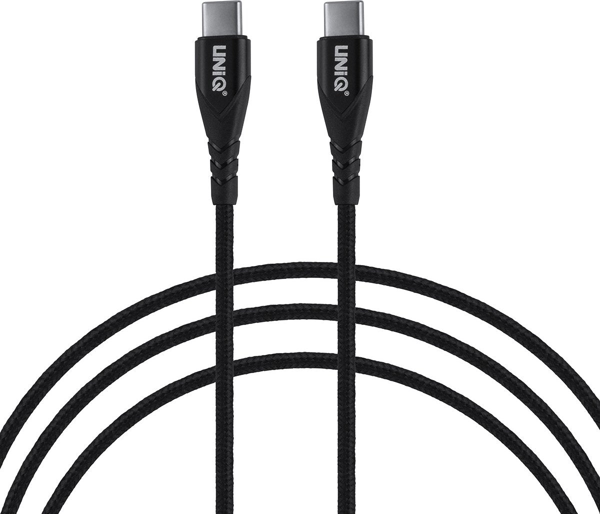 UNIQ USB-C naar USB-C Kabel - 100cm - Snelle Oplaadkabel - Zwart