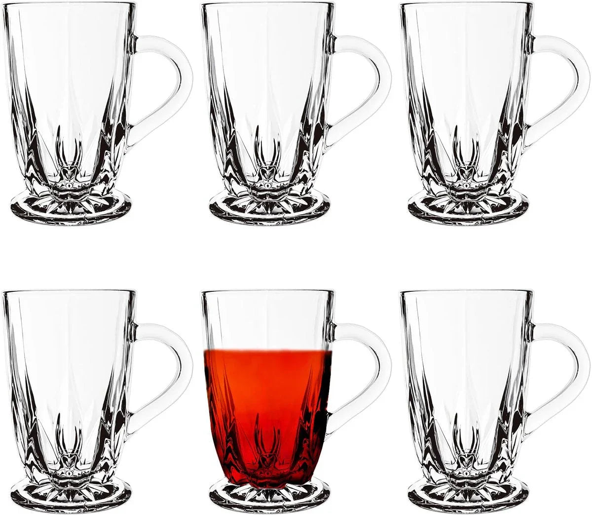 Glozini Hanoi - Teeglas-Set - 6-teilig - 310 ml - Teegläser - Teetassen - Teegläser mit Henkel
