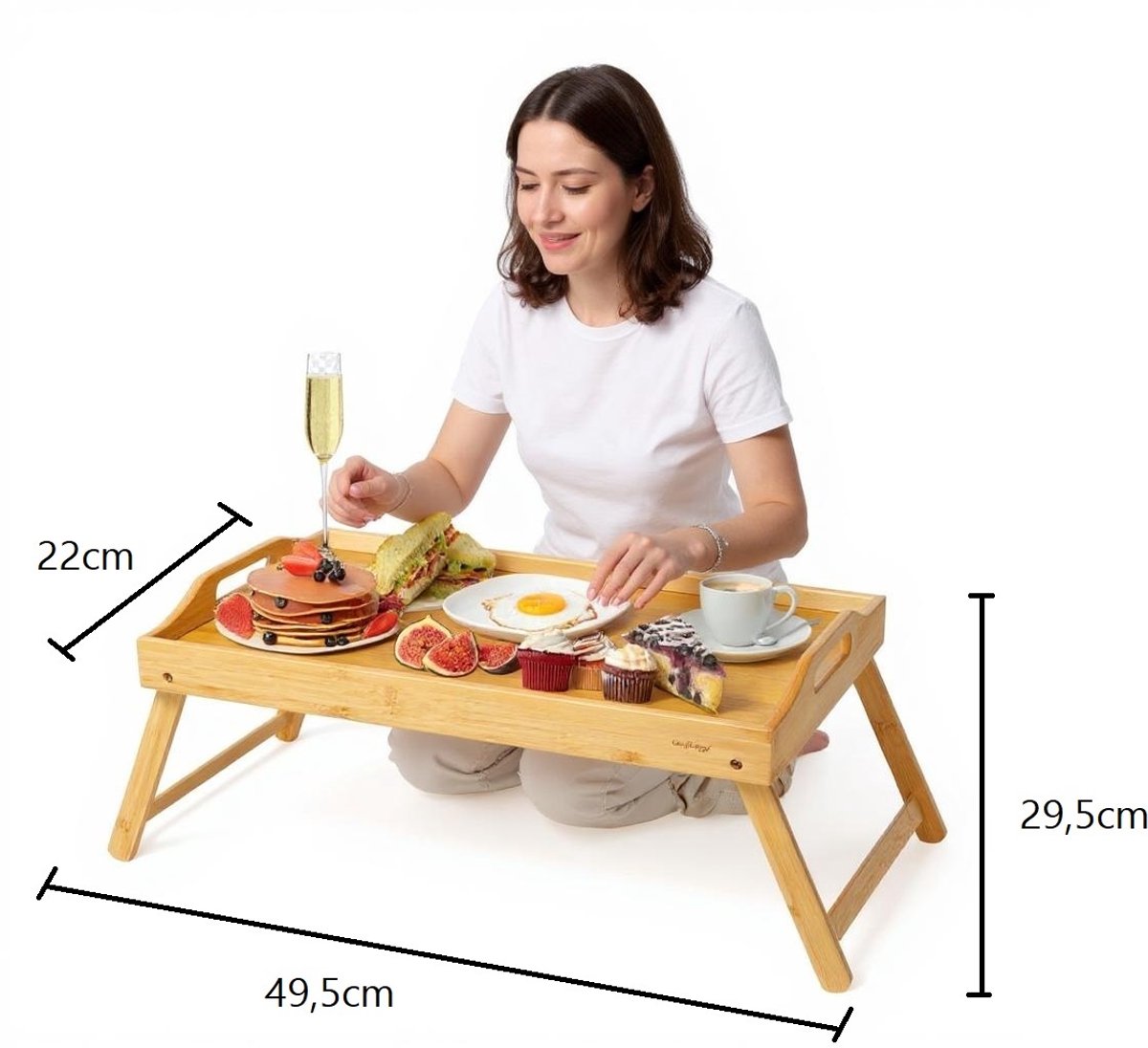 Cheffinger Serving Tray - Bamboo - Folding Legs - Breakfast in Bed Tray