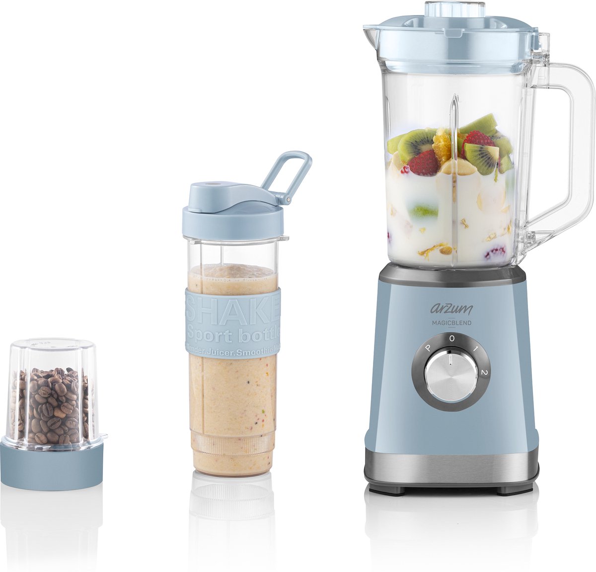 Arzum Magicblend Blender AR1159 | Blauw - 1000W - Glazen kan - 1,2L