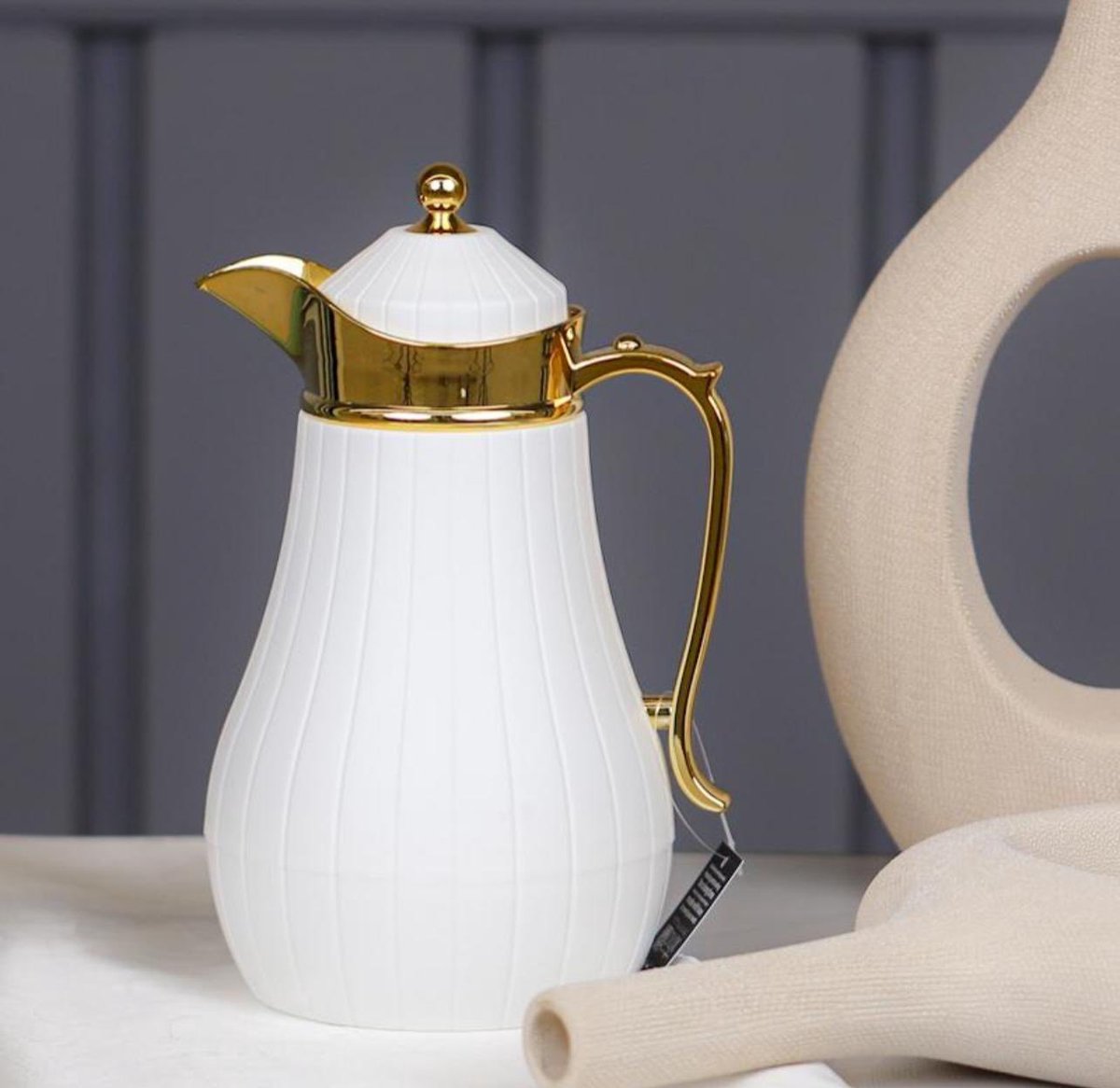 Kadirelli Thermoskan Set van 2 - 1L + 1L - Wit/Goud - RVS Inox - Themosfles