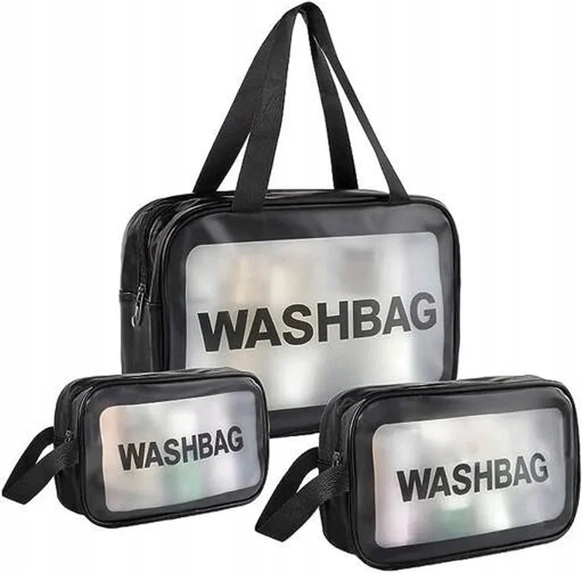 Haukraft Beauty Case Reise-Kulturbeutel-Set – 3-teiliger wasserdichter, transparenter Kulturbeutel – Schwarz