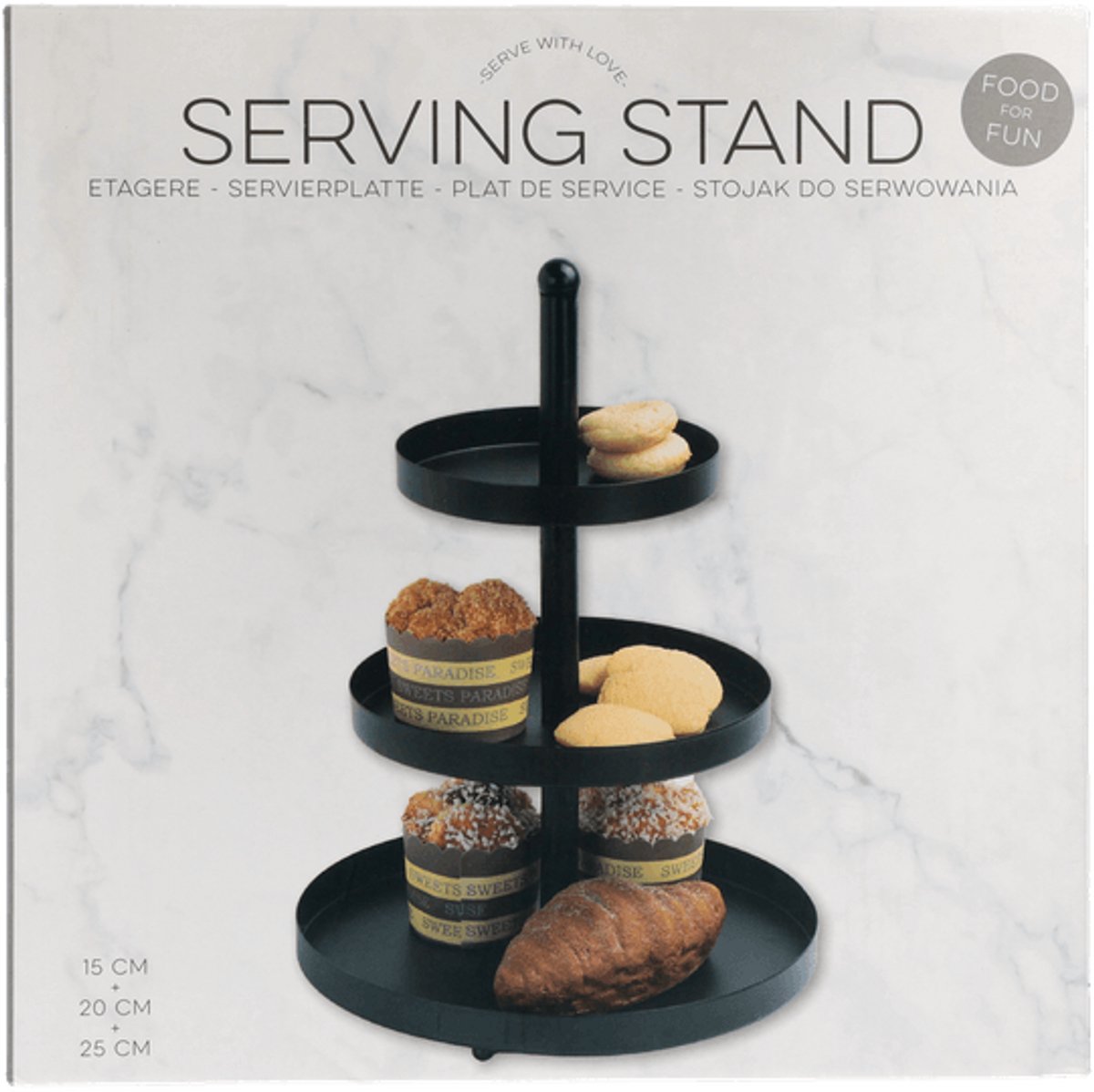 Hauskraft Etagère - Zwart - Metaal - 3-laags - 35x25cm - Serveerschaal