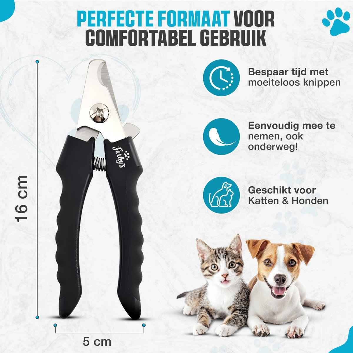 Furley’s Professionele Nagelknipper & Nagelvijl voor Honden, Katten & Huisdieren – RVS – Veiligheidsslot – Antislip – Voor Klein & Middelgroot – Veilig & Comfortabel