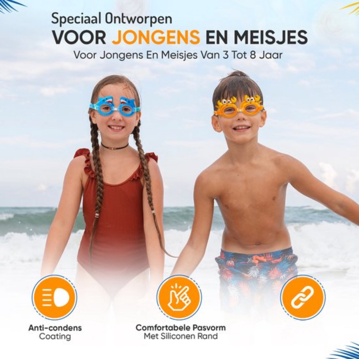 Furley’s Kinder Zwembril Krab – Zwembril Kind Anti-condens met UV-bescherming – Duikbril voor Kinderen 3-8 jaar