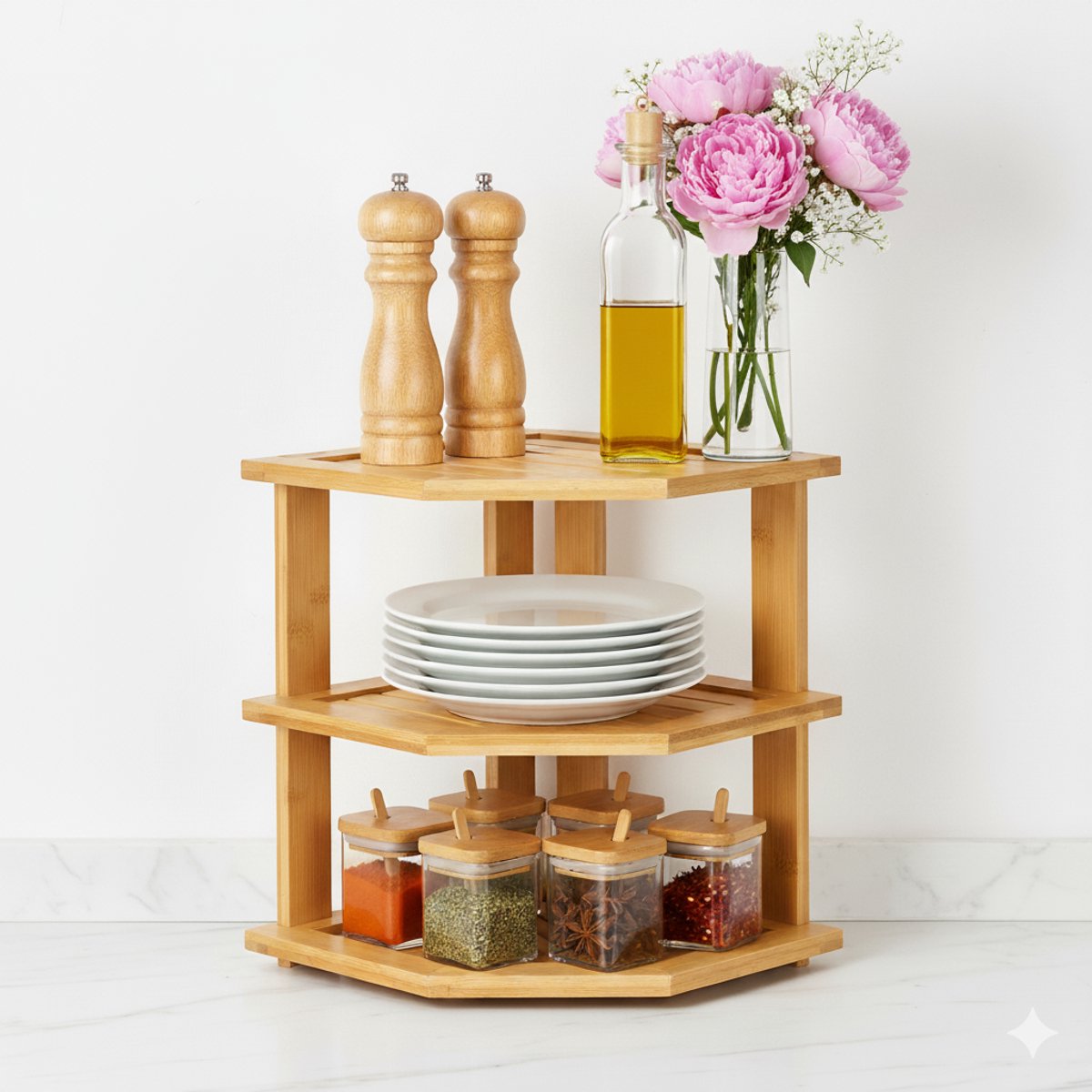 Clever Drainer - 3-layer - Bamboo - Kitchen rack