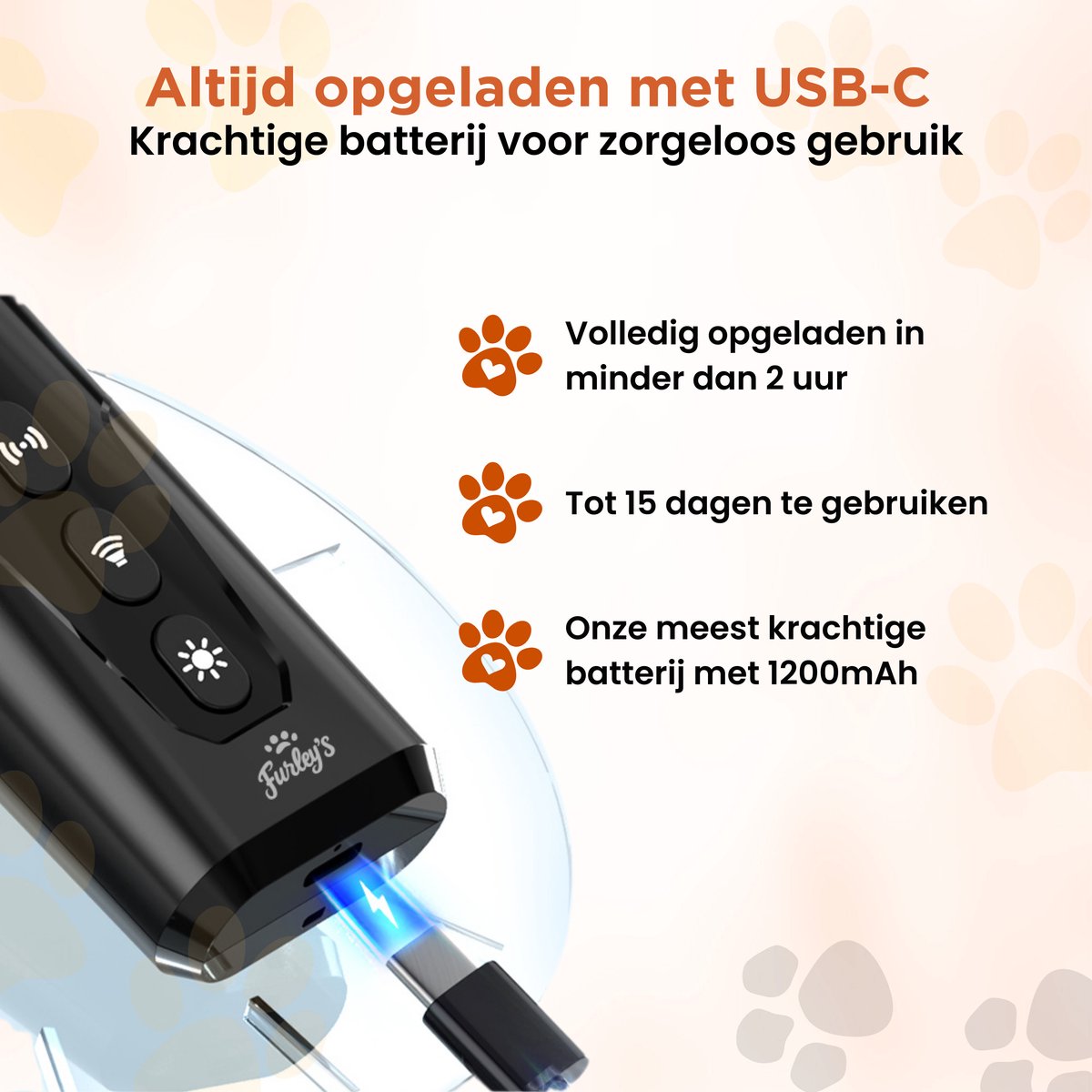 Furley’s Anti Blaf Apparaat – Diervriendelijke Hondentrainer Zonder Schok – 3 Zenders - 4-in-1 Ultrasoon, Geluid, LED & Zaklamp – USB-C Oplaadbaar – Bereik 7m – Voor Kleine & Grote Honden – Zwart