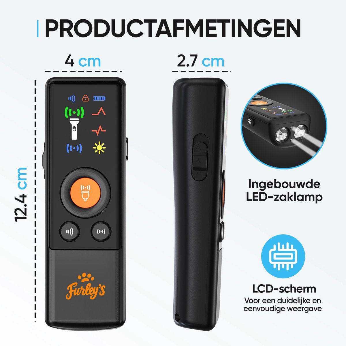 Furley’s Anti Blaf Apparaat PRO – Diervriendelijke Hondentrainer zonder Schok – 4-in-1 Ultrasoon, Geluid & LED – USB-C Oplaadbaar – Voor Kleine & Grote Honden – Bereik 7m – Incl. E-book – Zwart