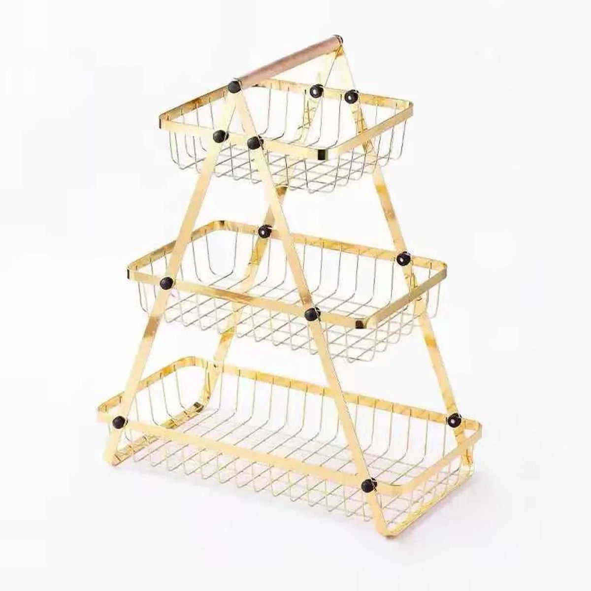 Cheffinger Etagère - 3 Laags - Goud - Fruitmand - Fruitmand Metaal - Etagère - Decoratie Schaal - Fruitschaal