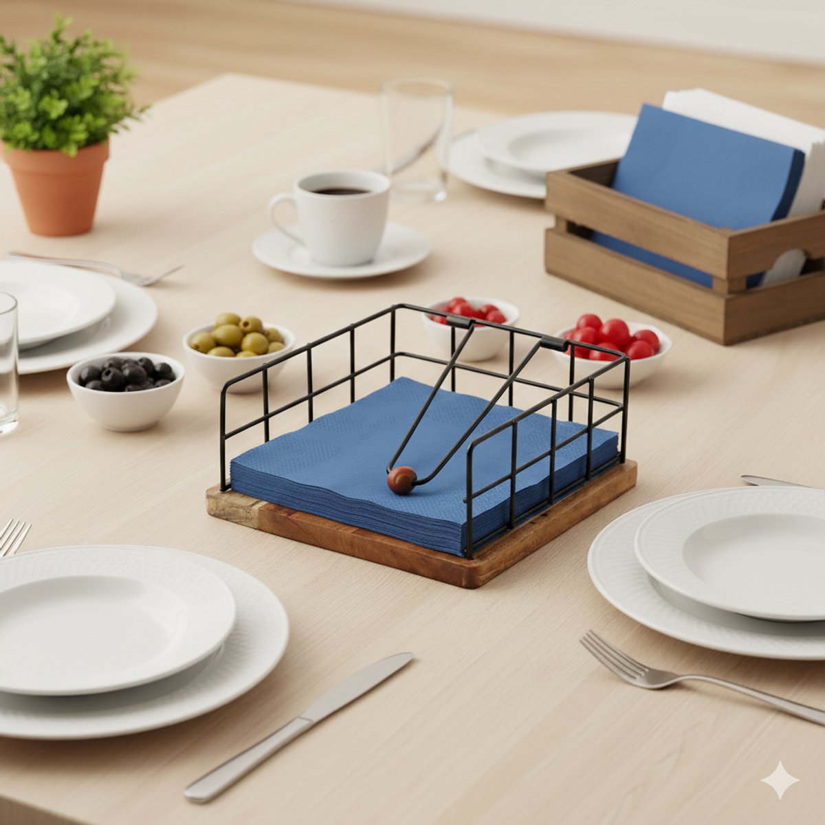 Cheffinger Servettenhouder - Zwart/Hout