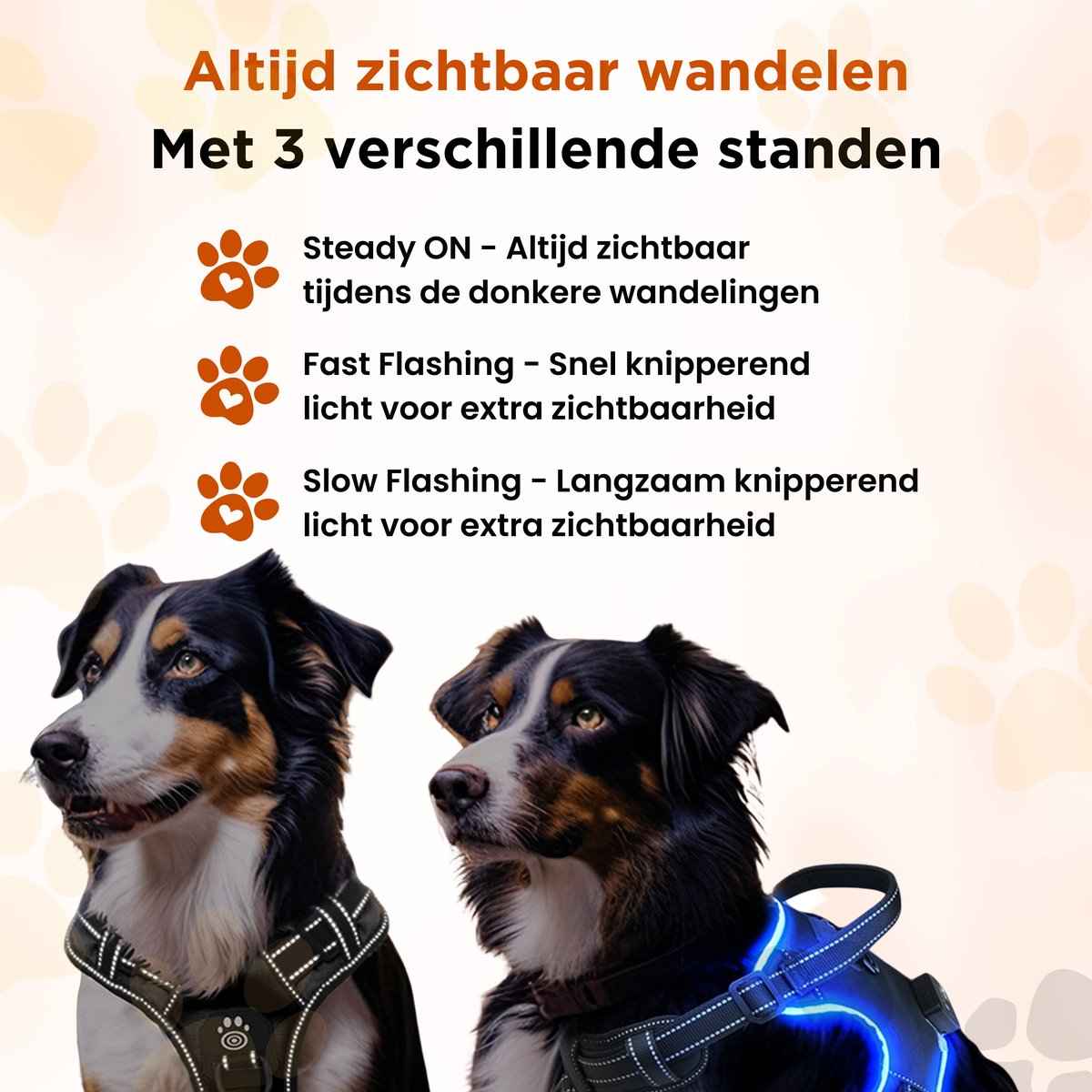 Furley’s Hondenharnas - Maat L – Hondentuig - Hondentuigje – USB Oplaadbaar – Y Tuig Hond – Harnas Hond - Anti Trek Tuig Hond - Reflecterend – Geschikt voor Medium & Grote Honden