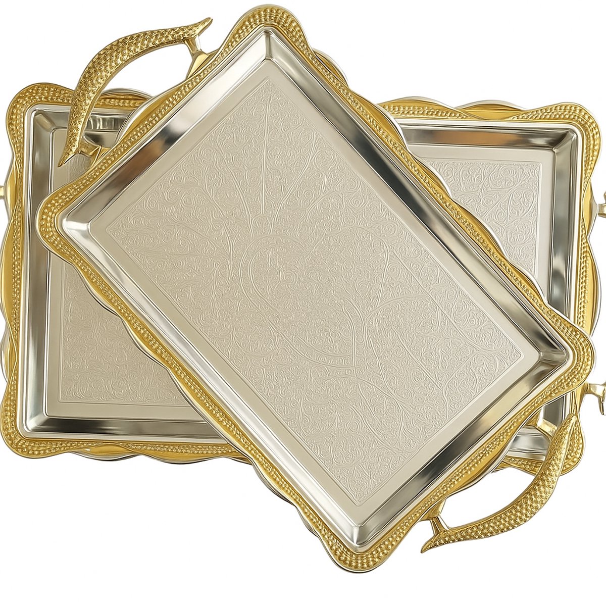 Kadirelli Dienblad - Goud - Set van 2 - Serveerschaal - Tepsi - TEKZEN