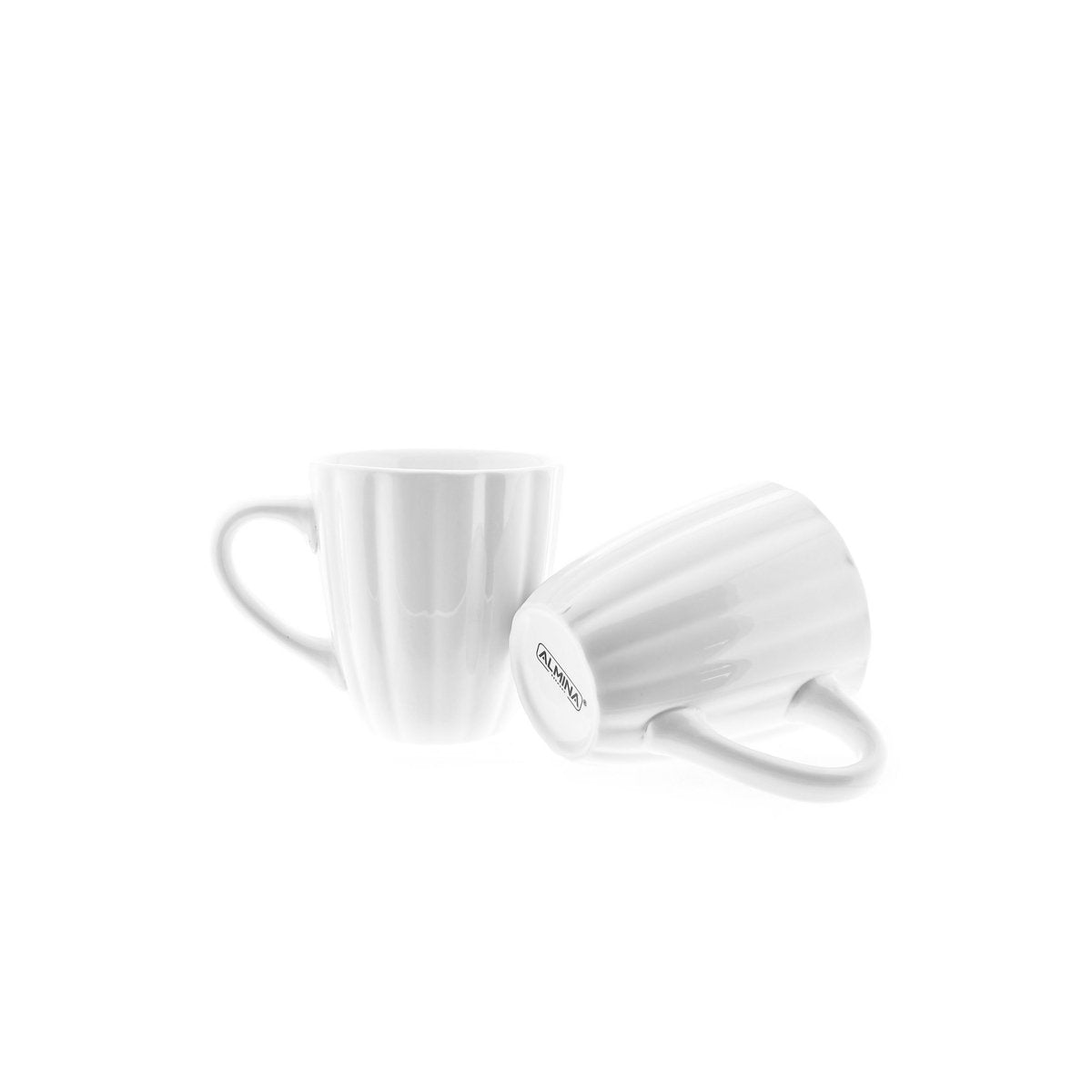 Almina Daisy - Koffiekopjes - Set van 2 - Wit - 330ml - Porselein - Koffiekopjes