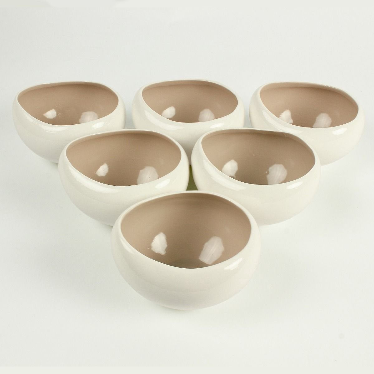 Bricard Barles Kommenset - 6-delig - Wit/Taupe - Ø12,2x11,5x7,6cm