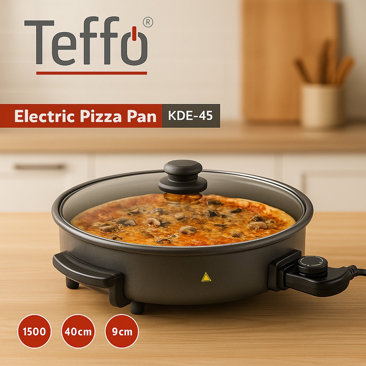 Teffo Elektrische Pizza Pan - 40cm/9cm - 1500W