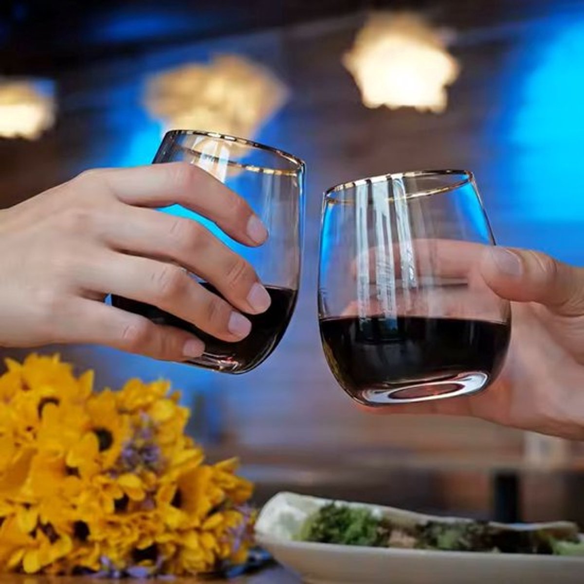 Glozini Lisbon - Drinkglazen met Gouden Rand - Set van 6 - 300ml - Waterglas