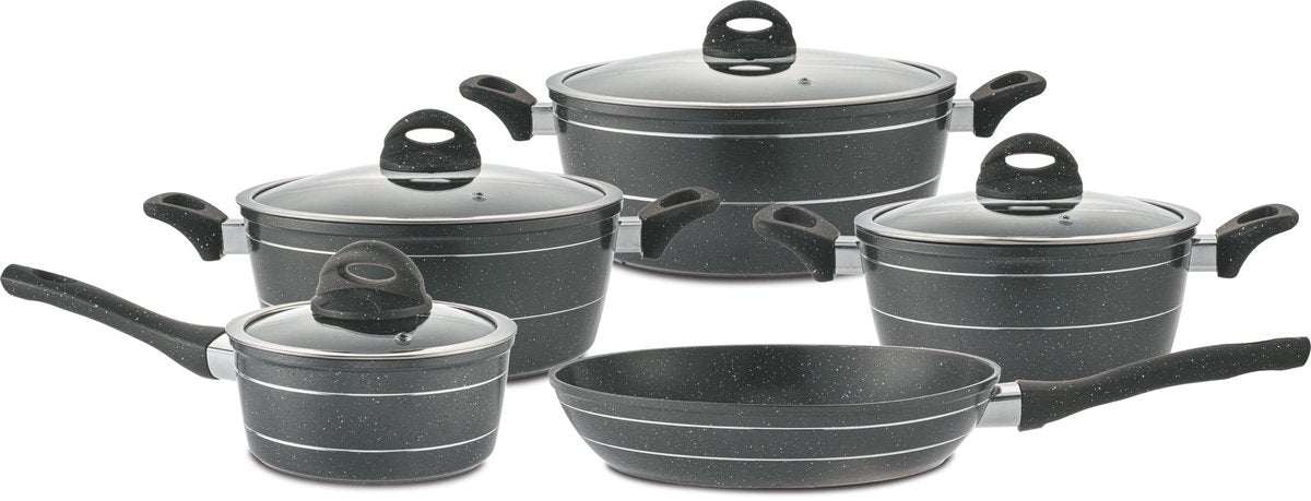 Kadirelli Pannenset - 9-delig - Zwart - Inductie - PFAS-Vrij