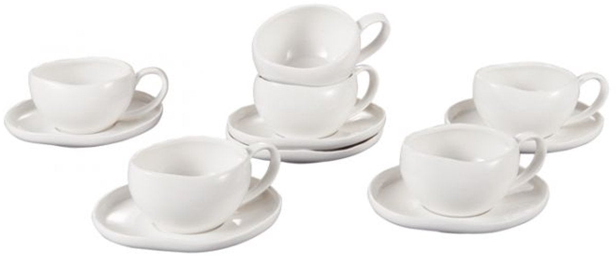 Bricard Barles Espressoset - 12-delig Wit - 125ml - Porselein - Koffiekopjes
