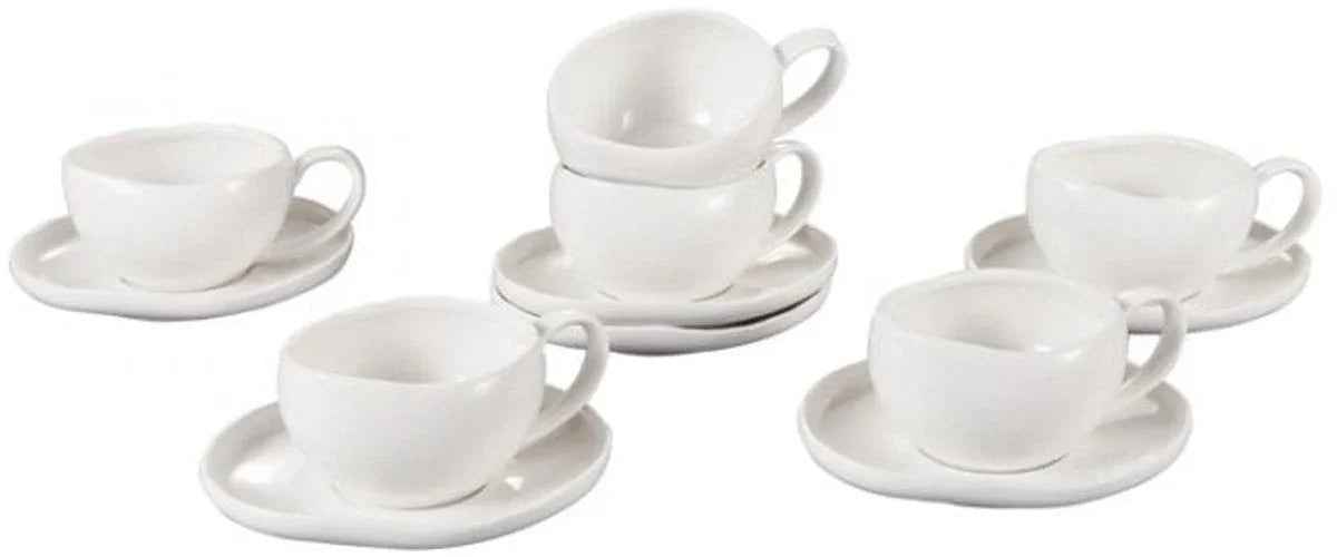 Bricard Barles Espressoset - 12-delig Wit - 125ml - Porselein - Koffiekopjes - TEKZEN