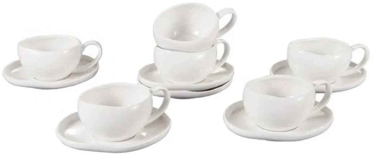 Bricard Barles Koffieset - 12-delig - Wit - 225ml - Porselein - Koffiekopjes