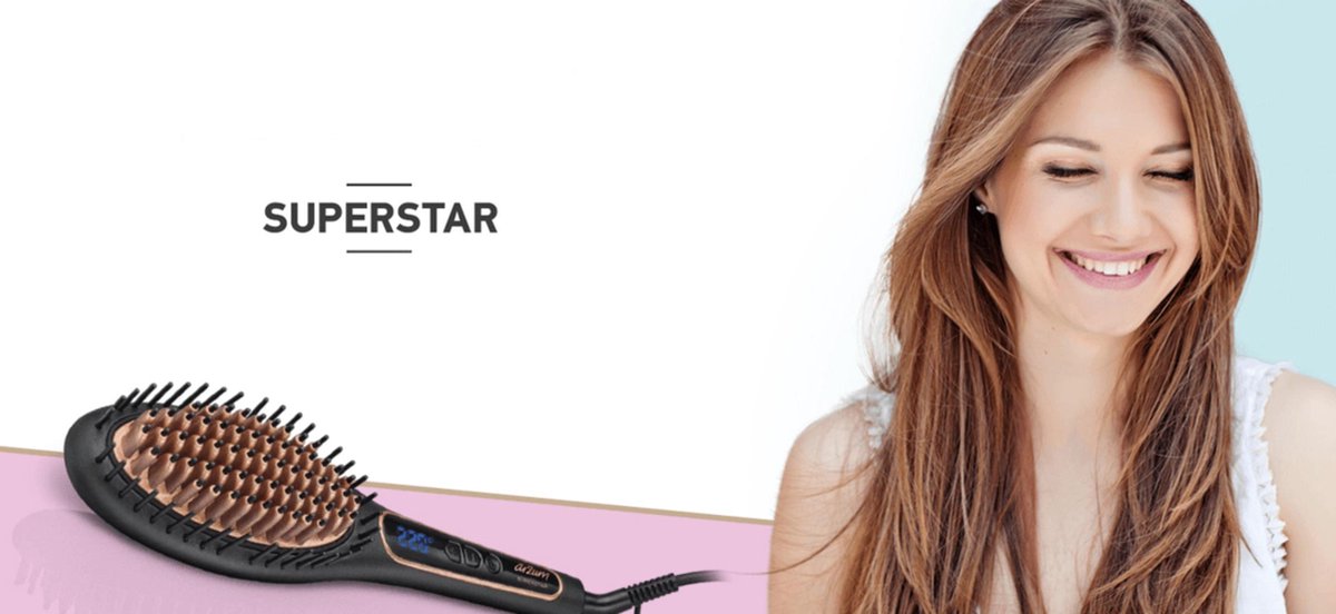 Arzum Superstar AR5036 - Styling Brush - Black/Copper - LED Display - Ceramic Coating - Tourmaline Ion Technology - 140-220°C - 53W