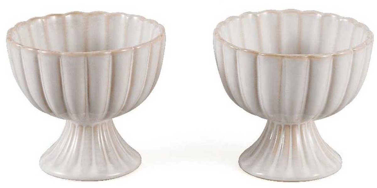 Almina Bloomy Dessertschaaltjes op Voet - Set van 2 - Porselein - IJscoupe