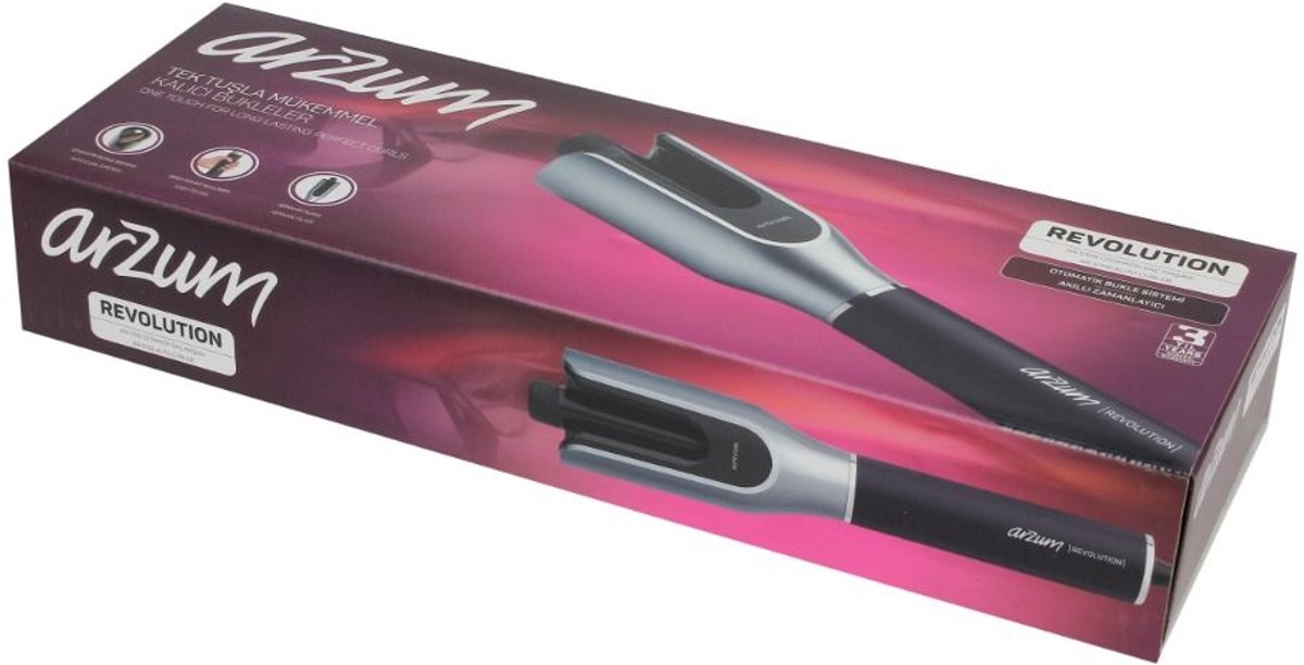 Arzum Revolution Automatische Krultang AR5156-94300 | Zilver/Zwart - LED-indicator - Keramische coating - 25W