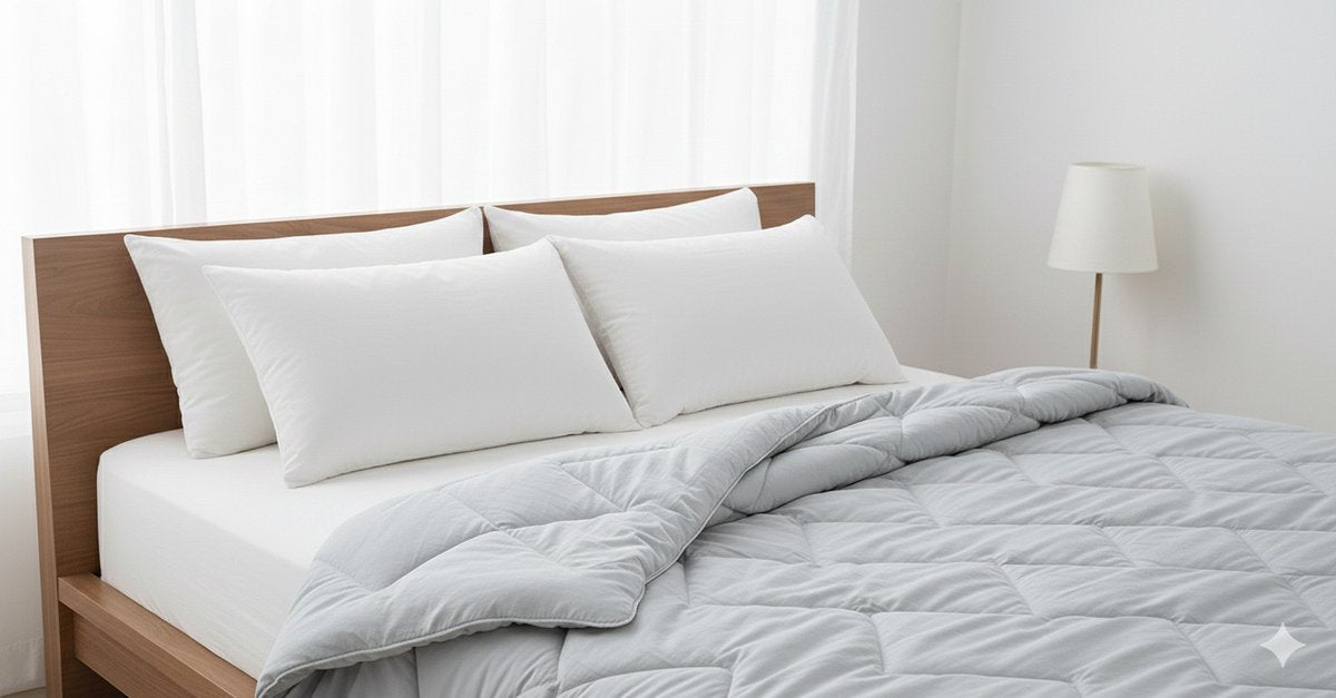 Dreamswan Dubbelzijdig Dekbed zonder Overtrek - 140x200cm - Grijs - Wasbaar Dekbed - Hoesloos Dekbed - Tweepersoons Dekbed