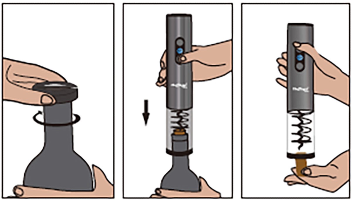 Cheffinger Elektrische Kurkentrekker Wijn - Wijn Accessoires - Wijn opener - Zwart