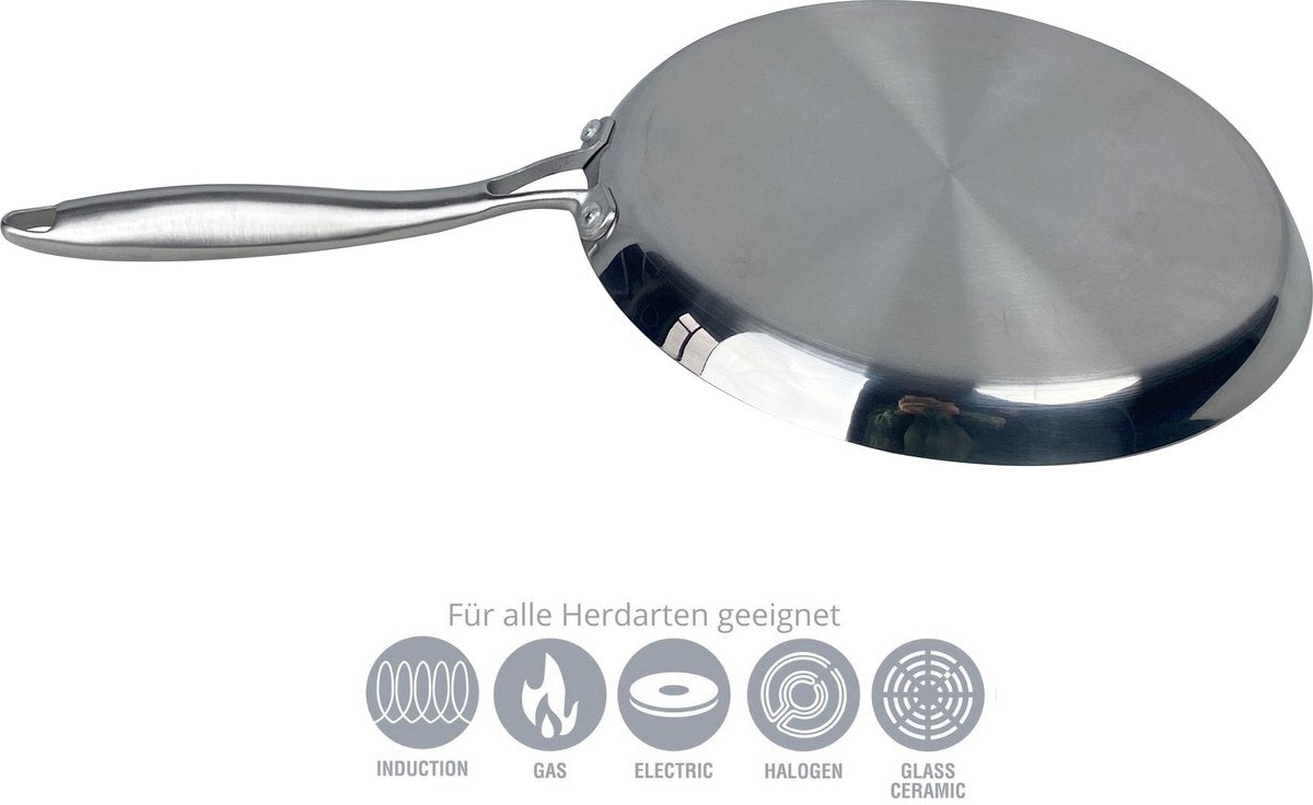 Cheffinger Pannenkoekenpan - 28cm - RVS - Zilver - Crêpespan