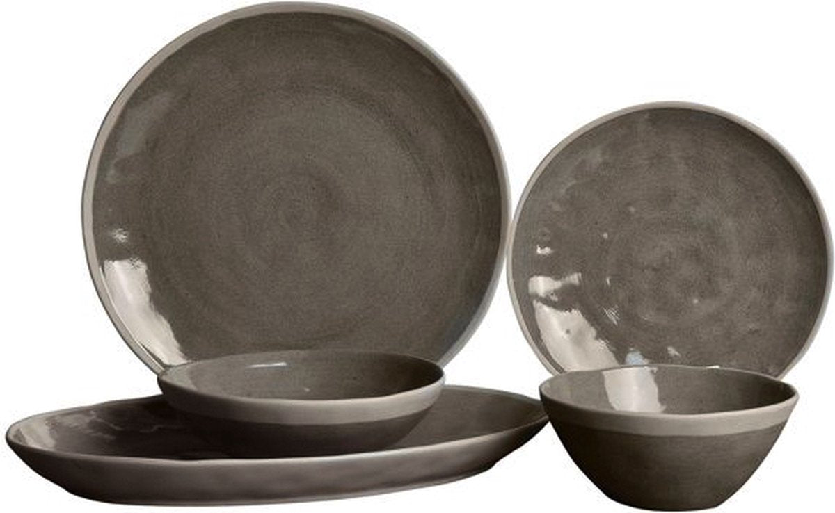 Bricard Albi – Porseleinen Serviesset/Dinerset – 25-Delig – 6 Persoons – Donkergrijs