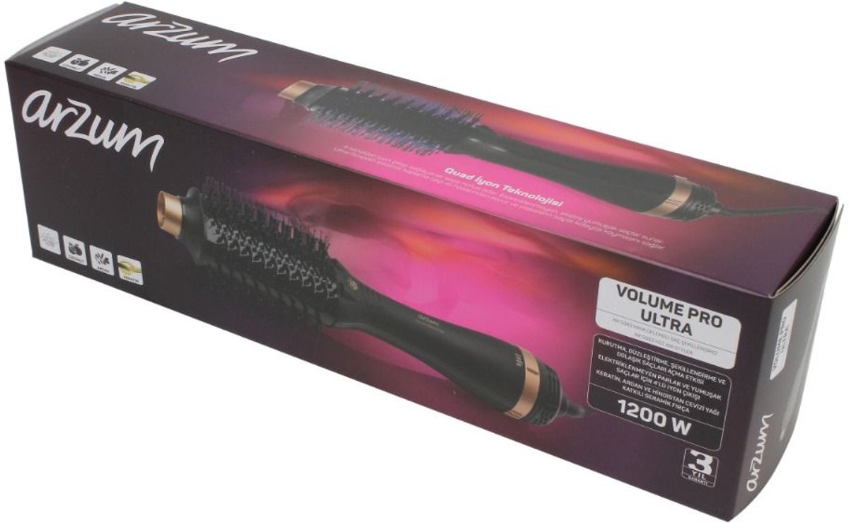 Arzum Volume Pro Ultra Hot Air Styler AR5083-0100 | Zwart/Koper - Hete lucht krulborstel - 1200W