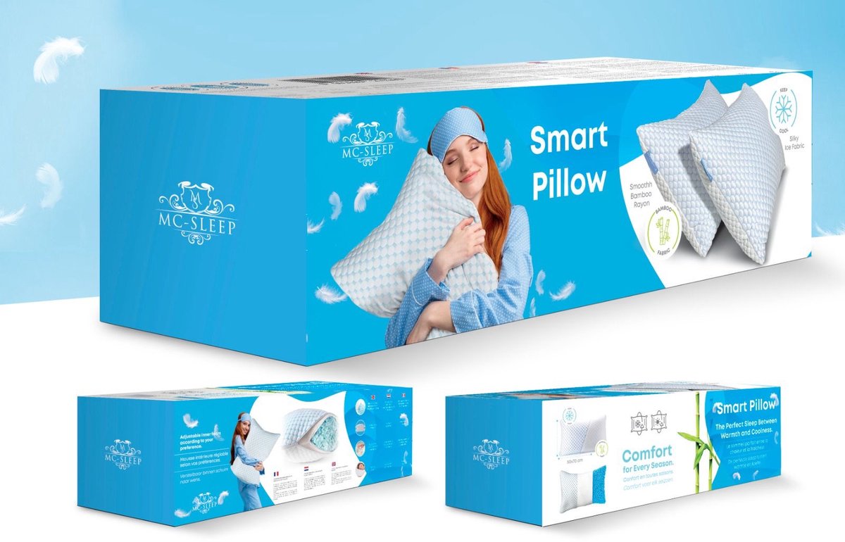 MC Sleep Pillow - Comfort Smart Pillow - 60x70cm - Neck Pain - Sleeping Pillow - Cooling Pillow