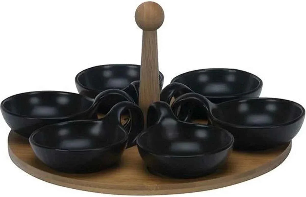 Bricard Snackschalen Set - 7-delig - Bamboe - Zwart - TEKZEN