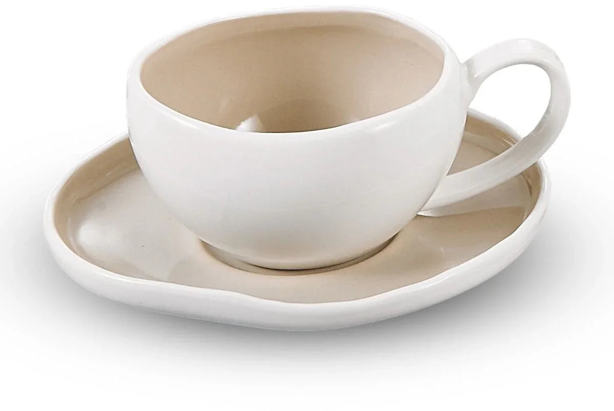 Bricard Barles Espresso-Set - 12-teilig Weiß/Taupe - 125 ml - Porzellan - Kaffeetassen