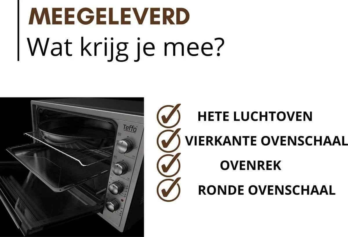 Teffo Vrijstaande Oven - XXL Pro - 70L - Elektrische Oven - Grijs - TEKZEN
